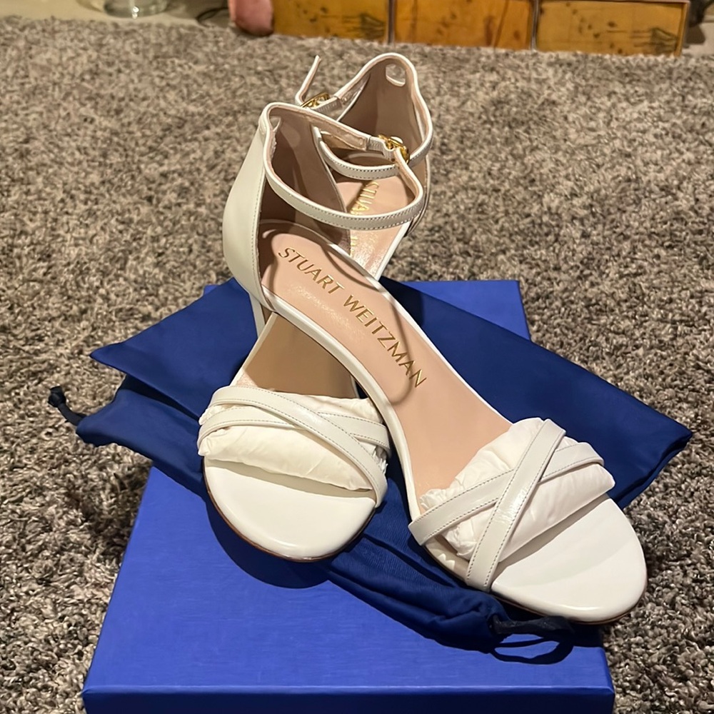Stuart Weitzman white open toed heels